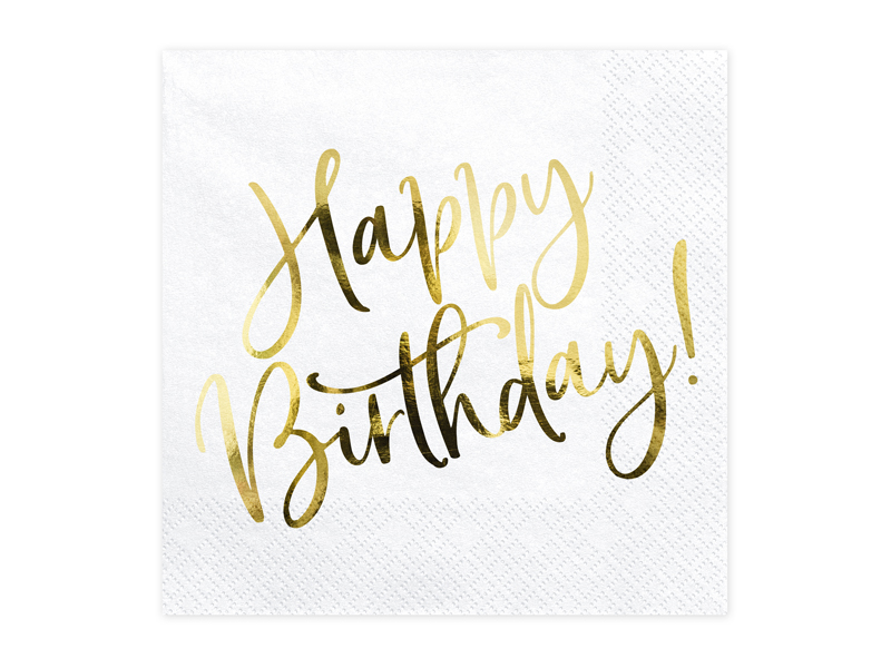Servetter – Happy Birthday – vit – 20-pack