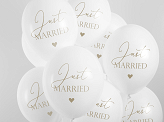 Balony 30cm, Just Married, P. Pure White (1 op. / 6 szt.)