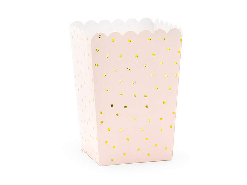 Popcornbox – Prickar – ljusrosa – 7x12.5 cm – 6-pack