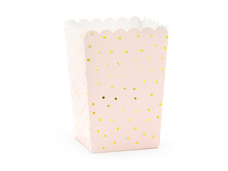 Boxes for popcorn Dots, light pink, 7x7x12.5cm (1 pkt / 6 pc