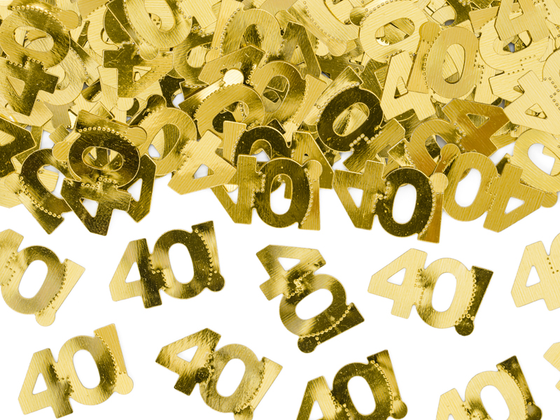 Konfetti – Siffra 40 – metallisk – guld – 15g