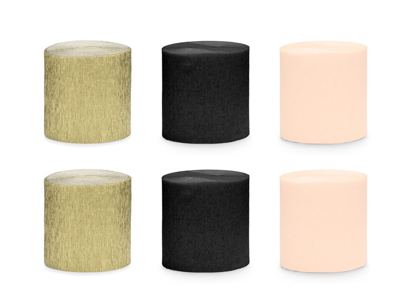 Kräppappersserpentin – svart – 5 cm – 6-pack