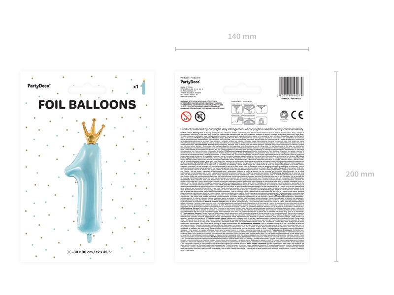 Ballon Debout - Chiffre 1 Bleu Pour L'anniversaire De Votre Enfant