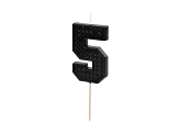Birthday candle Number 5, 6 cm, black
