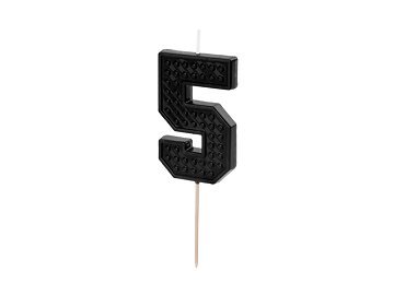 Bougie d'anniversaire Chiffre 5, 6 cm, noir