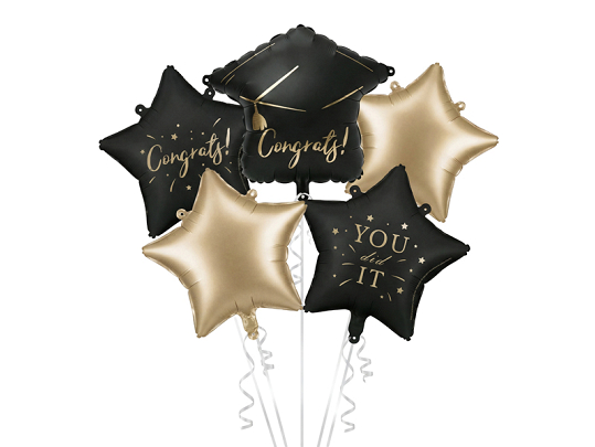 Foil balloon set Congrats, mix (1 pkt / 5 pc.)