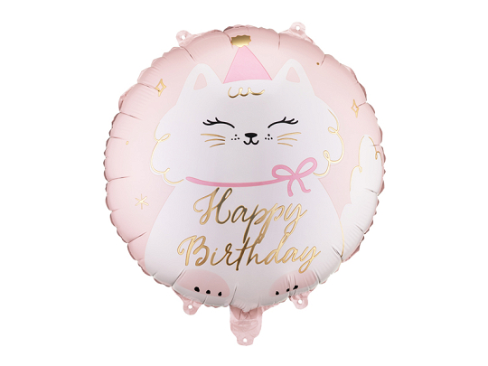 Foil Balloon Disc Kitty, 35x35 cm, mix
