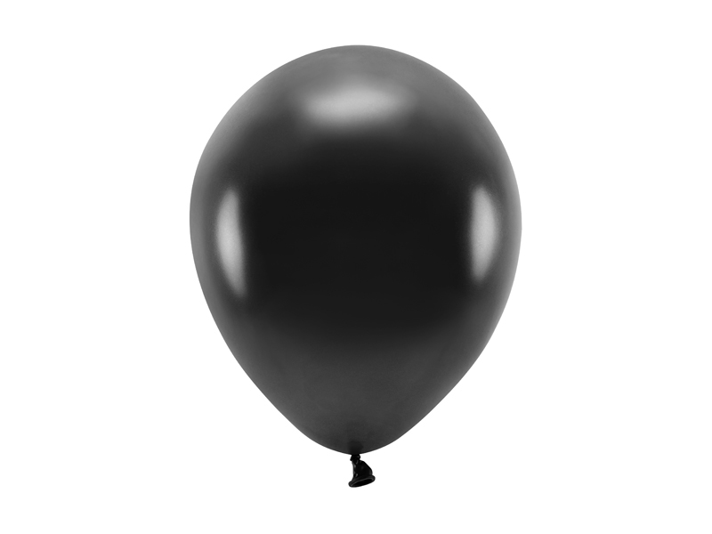 Latexballong ECO – metallisk – svart – 26 cm – 10-pack