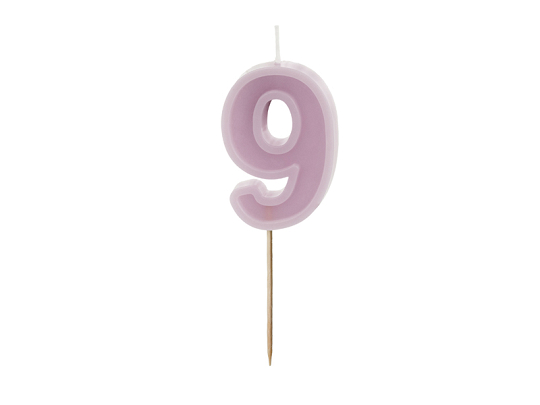 Birthday candle Number 9, violet, 6 cm