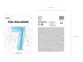 Ballon Mylar Chiffre ''7'', 86cm, bleu clair
