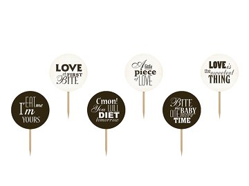 Cupcake Toppers Sweet Love, mix, 9.2cm (1 pkt / 6 pc.)