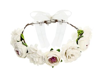 Flower crown, white, 17cm