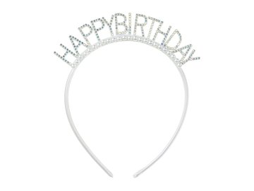 Stirnband Happy Birthday, 14x15.5 cm, Silber