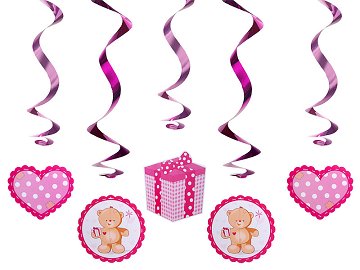 Swirls Teddy bears, pink, 60cm (1 pkt / 5 pc.)