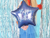 Foil balloon Happy Birthday, 40cm, navy blue