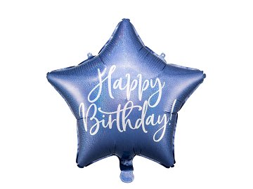 Folienballon Happy Birthday, 40cm, marineblau