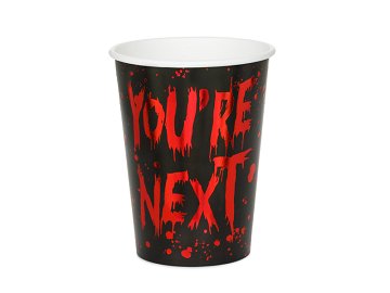 Pappbecher You're next, 250 ml, schwarz-rot (1 VPE / 6 Stk.)