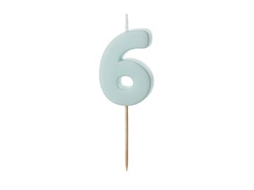 Birthday candle Numeral 6, light blue, size 5.5 cm