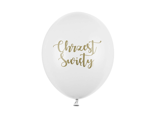 Balony 30 cm, Chrzest Święty, Pastel Pure White (1 op. / 6 szt.)