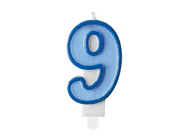 Bougie d'anniversaire Chiffre 9, bleu, 7 cm