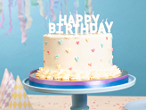 Bougies d'anniversaire ''Happy Birthday'', 2,5 cm, blanches (1 pqt. / 13 pc.)