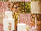 Sequin backdrop panel, square-shape, rose gold colour, 30x30 cm