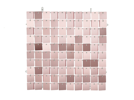 Panneau de fond à paillettes, forme carrée, or rose, 30x30 cm