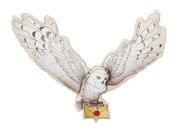 Balon foliowy Harry Potter Hedwiga, 112x78 cm, jasny kremowy