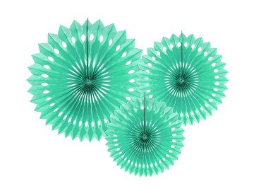 Rosettes décoratives, menthe, 20-30cm (1 pqt. / 3 pc.)