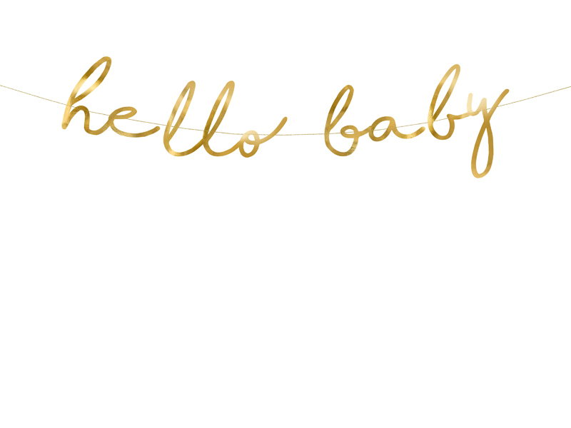 Flaggbanner – Little Star – Hello Baby – guld – 18x70 cm