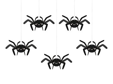 Papierdekorationen Spinnen, 27x17 cm, schwarz (1 VPE / 5 Stk.)