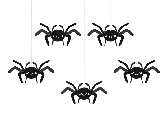 Paper decoration Spiders, 27x17 cm, black (1 pkt / 5 pc.)