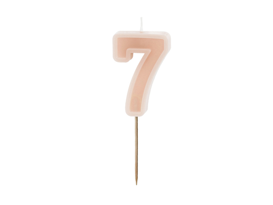 Birthday candle Number 7, dusty rose, 6 cm