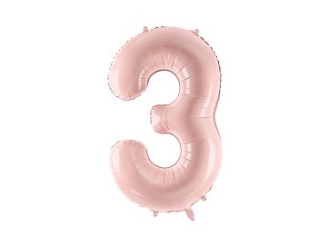 Foil Balloon Number ''3'', 72cm, light pink