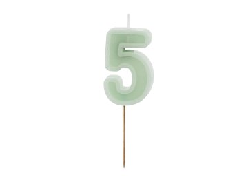 Birthday candle Number 5, green, 6 cm