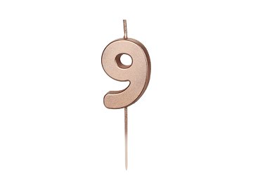 Birthday Candle Number 9, rose gold, 4.5cm