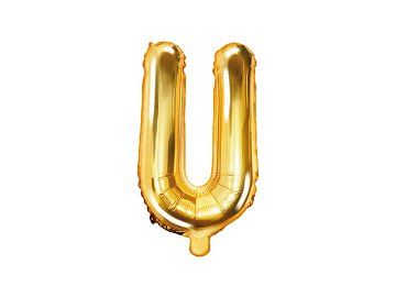 Foil Balloon Letter ''U'', 35cm, gold