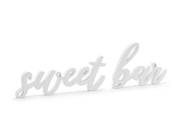 Drewniany napis Sweet bar, biały, 37x10cm
