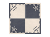 Napkins Happy Birthday Bow, 33x33 cm, beige-black (1 pkt / 12 pc.)