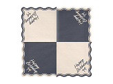 Napkins Happy Birthday Bow, 33x33 cm, beige-black (1 pkt / 12 pc.)