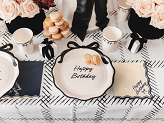 Napkins Happy Birthday Bow, 33x33 cm, beige-black (1 pkt / 12 pc.)