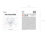 Ballon Mylar Coeur, 45cm, blanc