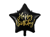 Folienballon Happy Birthday, 40cm, schwarz