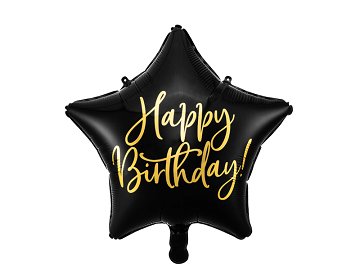 Folienballon Happy Birthday, 40cm, schwarz