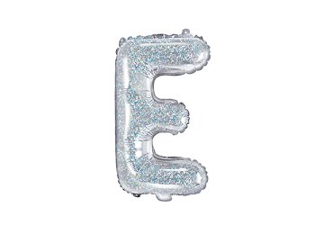 Balon foliowy Litera ''E'', 35cm, holograficzny