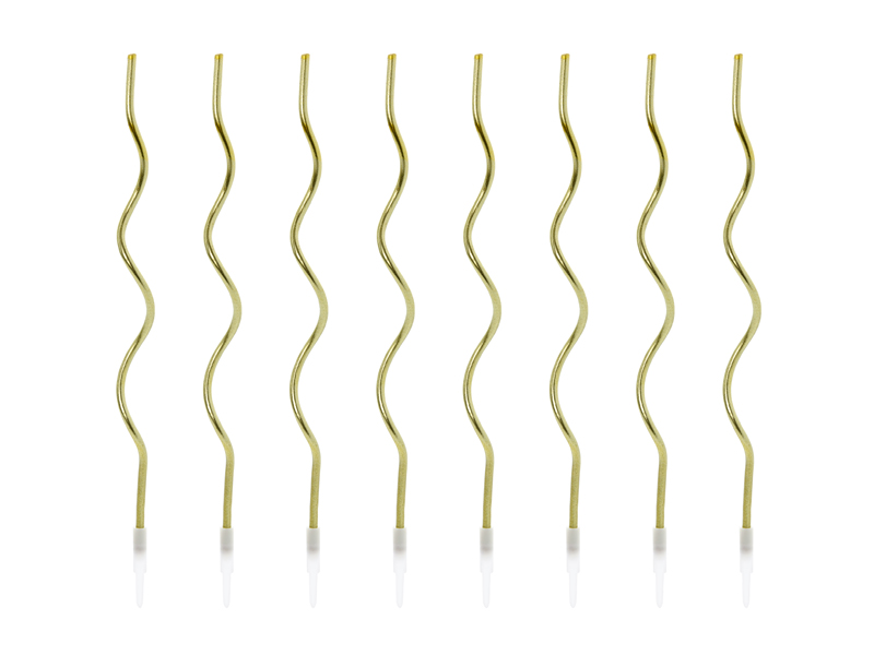 Tårtljus – Lockar – guld – 14 cm – 8-pack