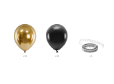 Guirlande de ballons - noir et or, 200cm (1 pqt. / 60 pc.)