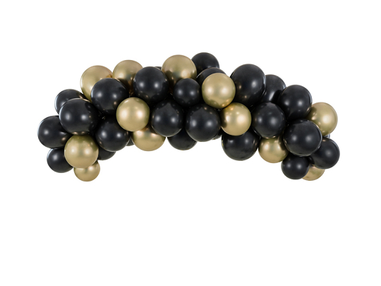 Guirlande de ballons - noir et or, 200cm (1 pqt. / 60 pc.)