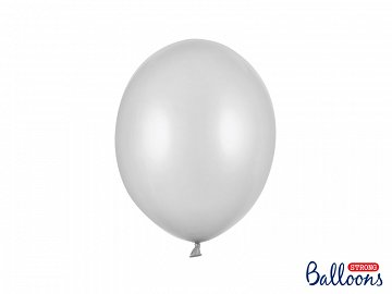 Strong Balloons 27cm, Metallic Silver Snow (1 pkt / 50 pc.)