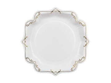 Decorative Paper Plates with Ornament, White, 26cm (1 pkt / 6 pc.)
